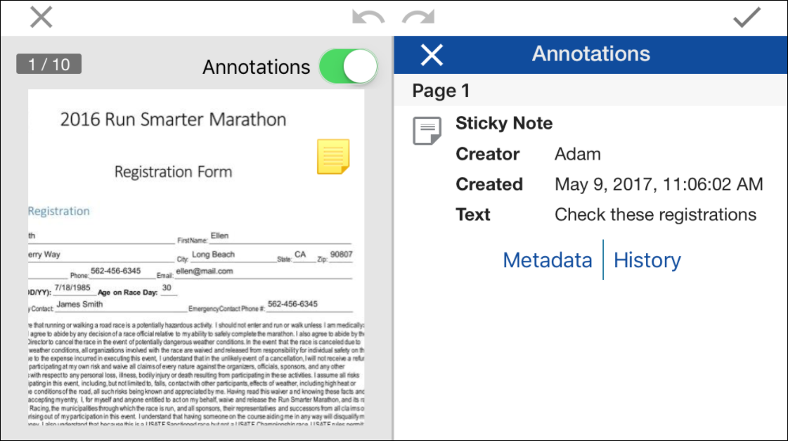 Press the Annotations button to add annoations. Press the List button to view a list of the annotations. Annotations