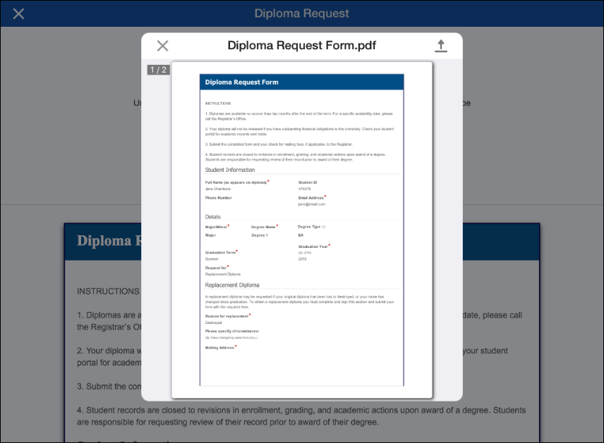 Once downloaded, press "Open In" to open it in another application or "Save to Repository" to save a copy of the form to your repository. Form Download Actions