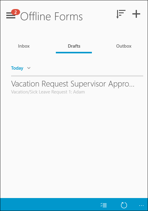 Complete task drafts in the Drafts section under Offline Forms Offline Tasks Drafts