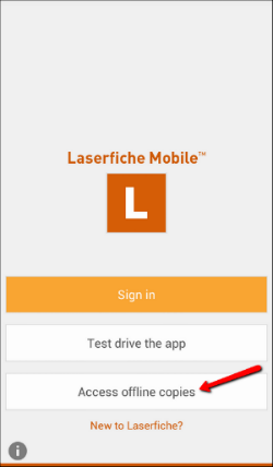 To access copies of documents you saved offline, press "Access offline copies." Start Page