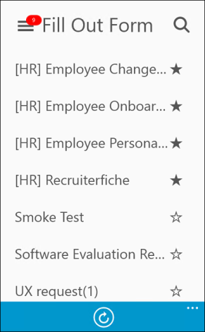 Fill Out Form list