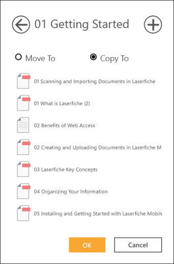 Press "Move To" or "Copy To" from the "More Options" dialog. Move or Copy to
